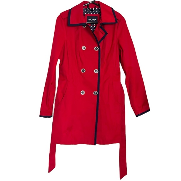 EUC | Nautica | Red Trench Coat | Size Small - Picture 2 of 7